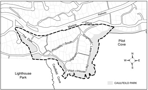 Lower Caulfeild Heritage Are map