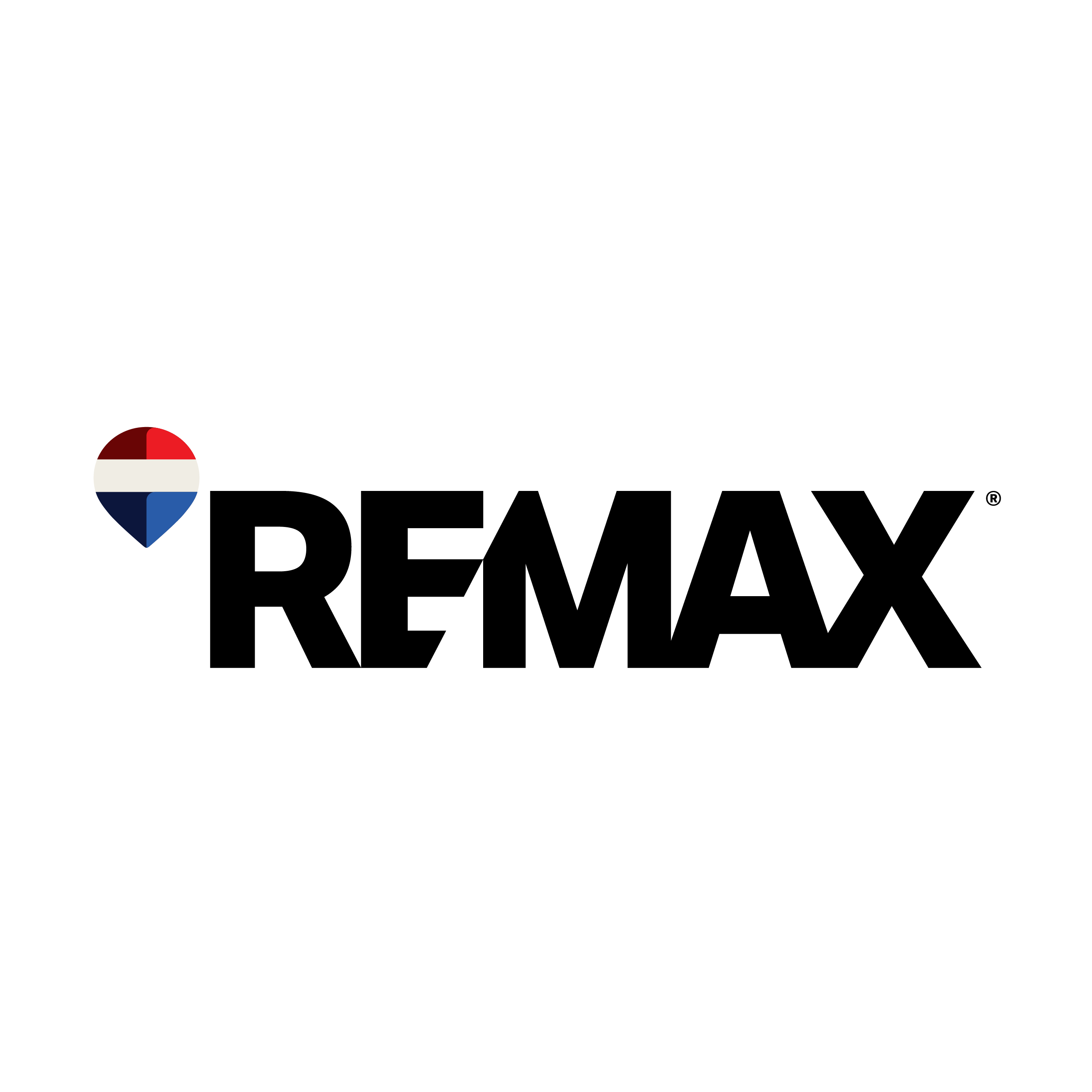 The image displays a logo against a plain white background. The logo consists of two main elements: a stylized shield shape on the left and the word "REMAX" to its right.