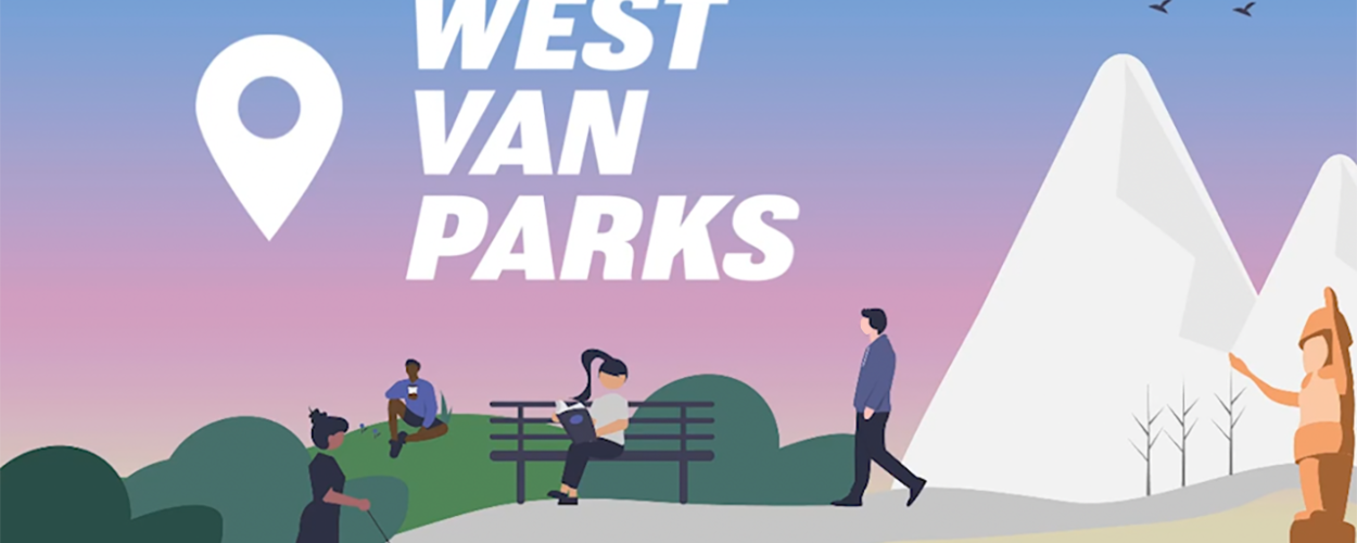 Illustration of people in a park who are sitting on the grass, walking, or reading on a park bench.